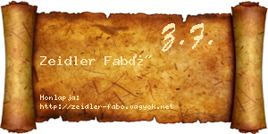 Zeidler Fabó névjegykártya